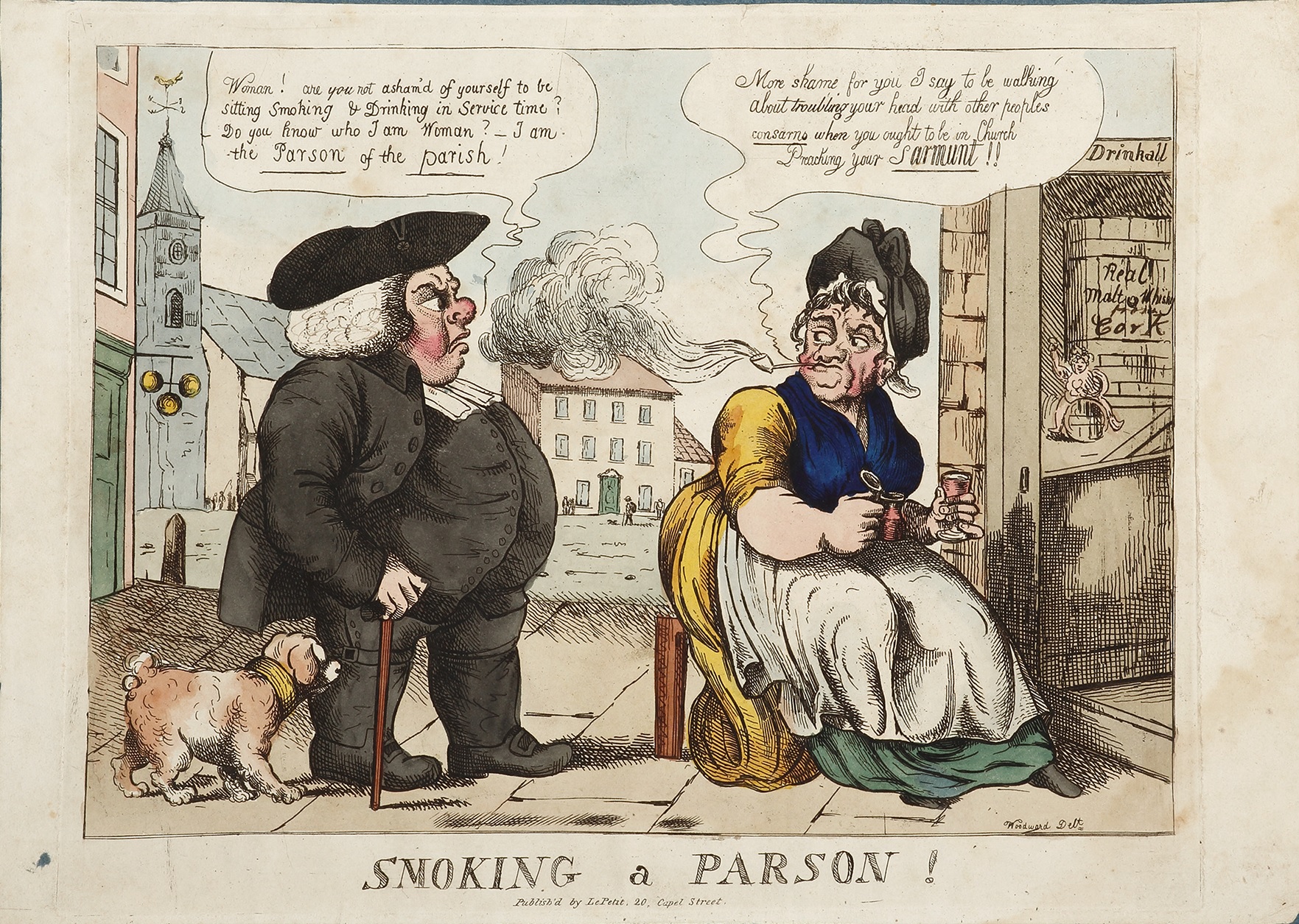 Smoking a Parson! - Antique Print from 1818