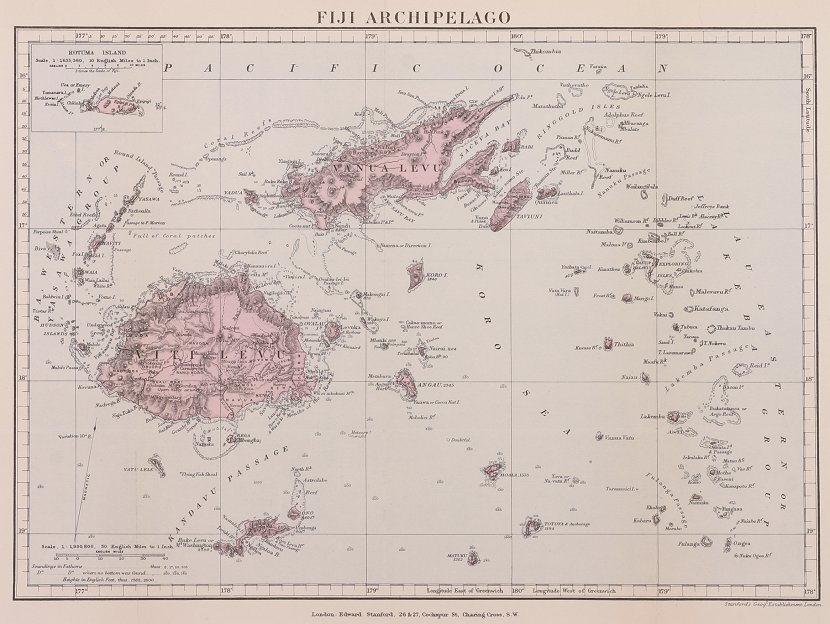 Fiji Archipelago - Antique Print from 1890