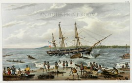 Die Corvette Astrolabe in Gefahr an den Klippen zu Scheitern.