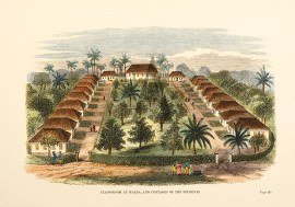 Class-room at Malua, and cottages of the students.