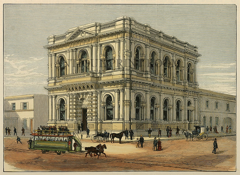The New Bank of Adelaide - Antique Print from 1879