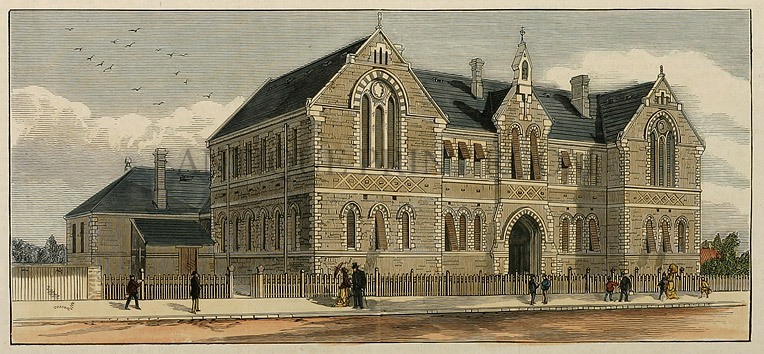 New City Model Schools, Adelaide - Antique Print from 1879