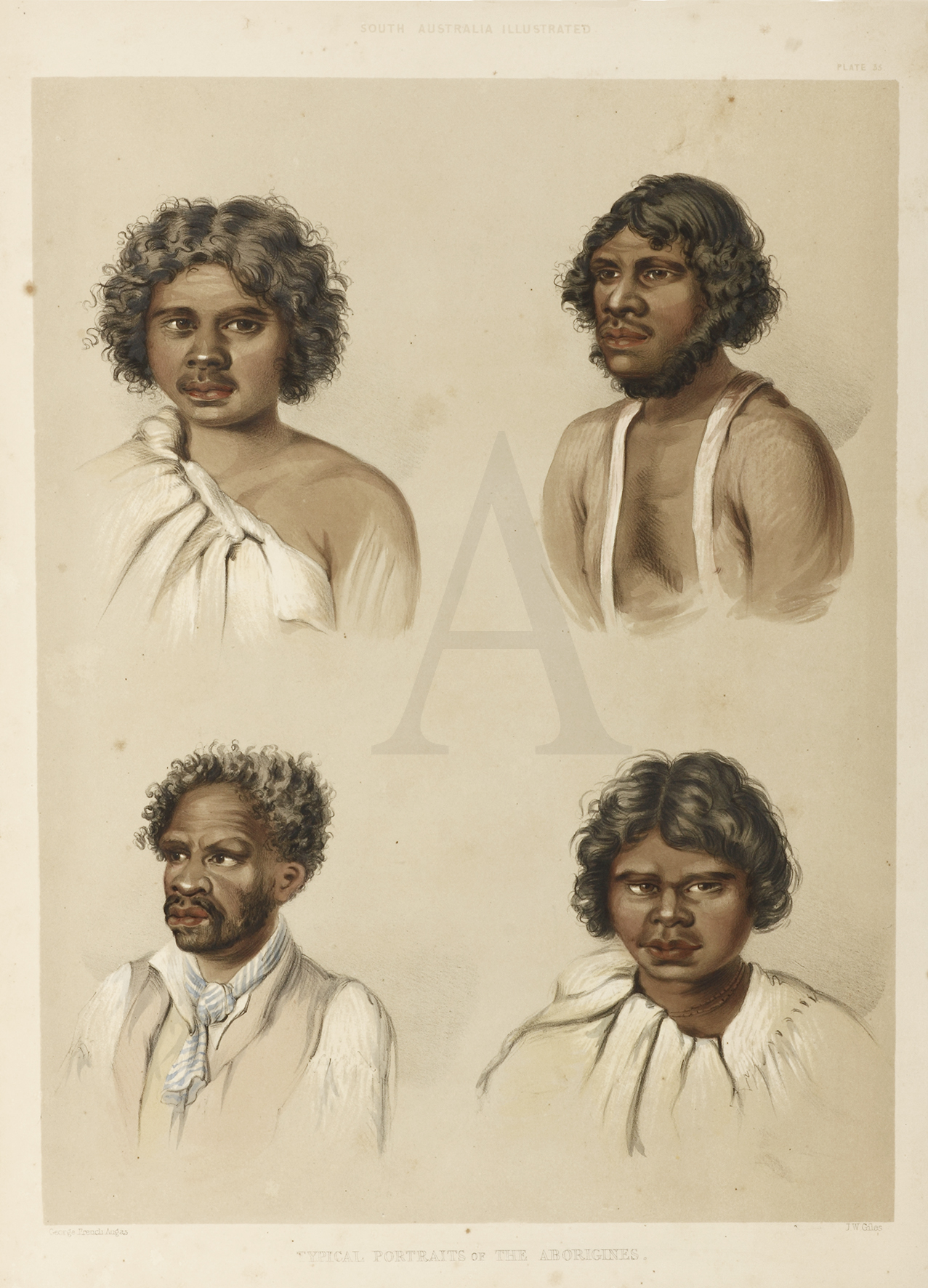 Typical Portraits of the Aborigines - Antique Print from 1847