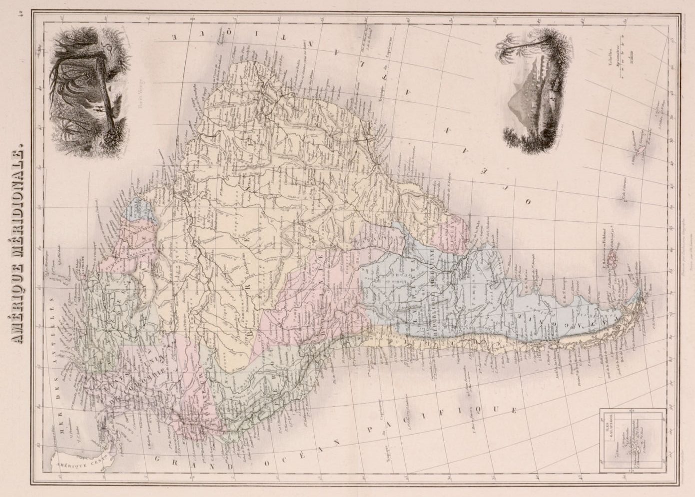 Amerique Meridionale - Antique Map from 1882