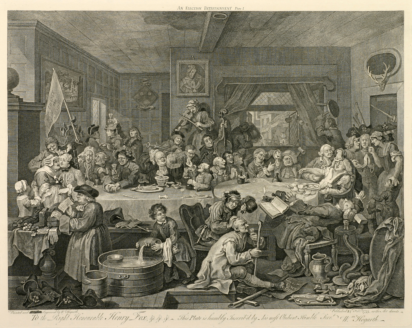 ELECTION- An Election Entertainment, - Antique Print from 1805