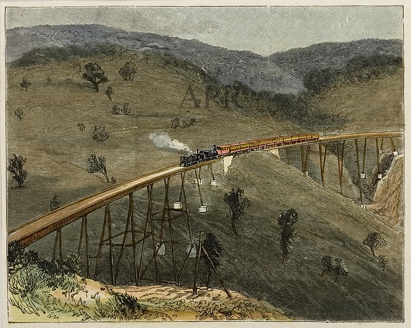 A Viaduct of the Adelaide and Melbourne Railway - Antique View from 1887