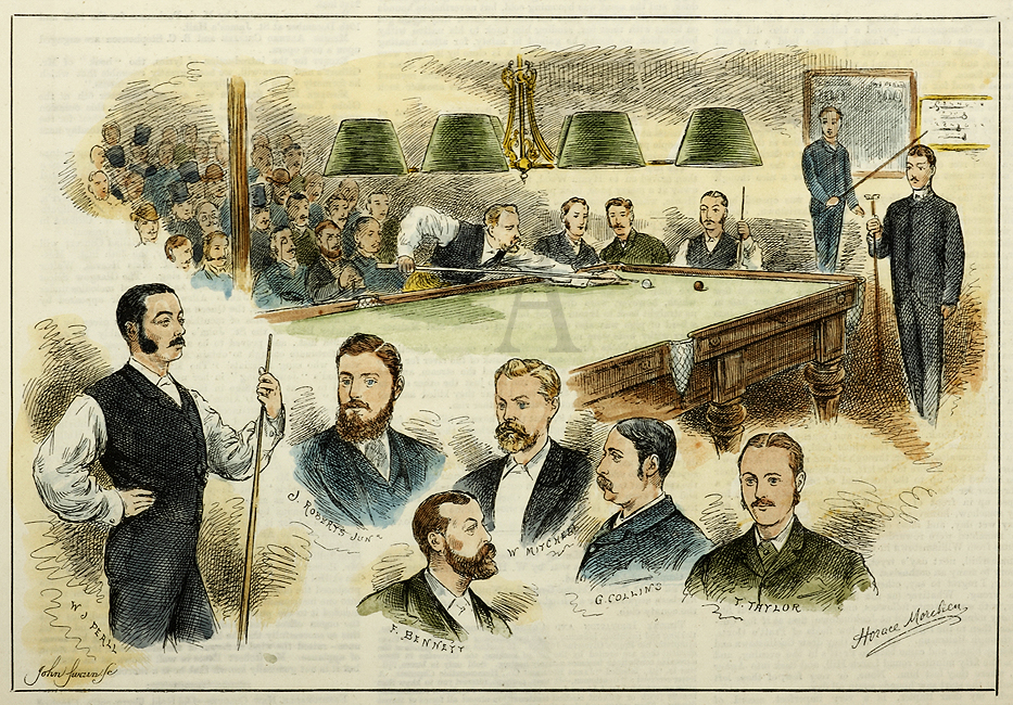 Billiard Tournament at the Westminster Aquarium Antique Print Map Room