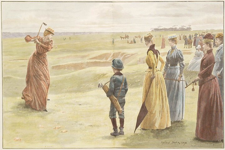 Golfing on Minchinhampton Common. A Hazard on the Ladies Course. - Antique Print from 1890