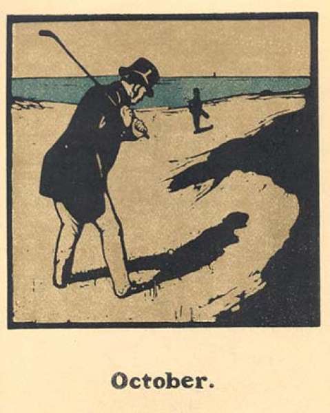 October 'Golf' - Antique Print from 1898
