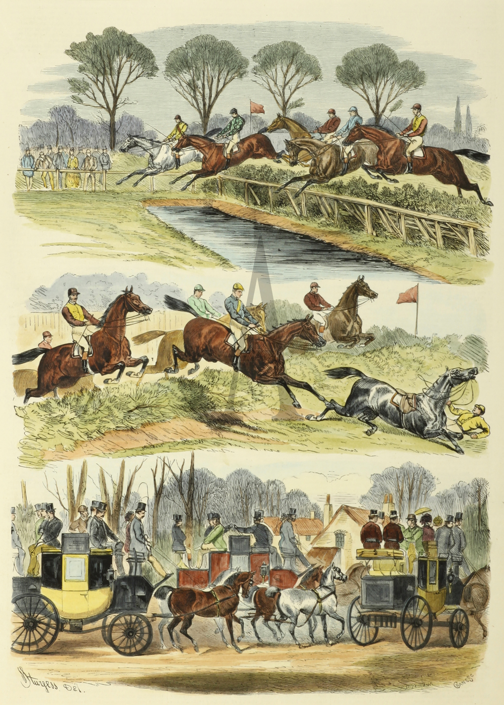 Sketches at Sandown Park. - Antique Print from 1875