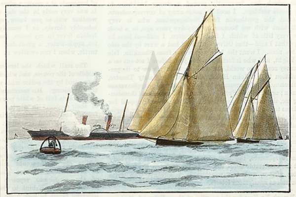 Passing the Mark-Boat - Antique Print from 1886