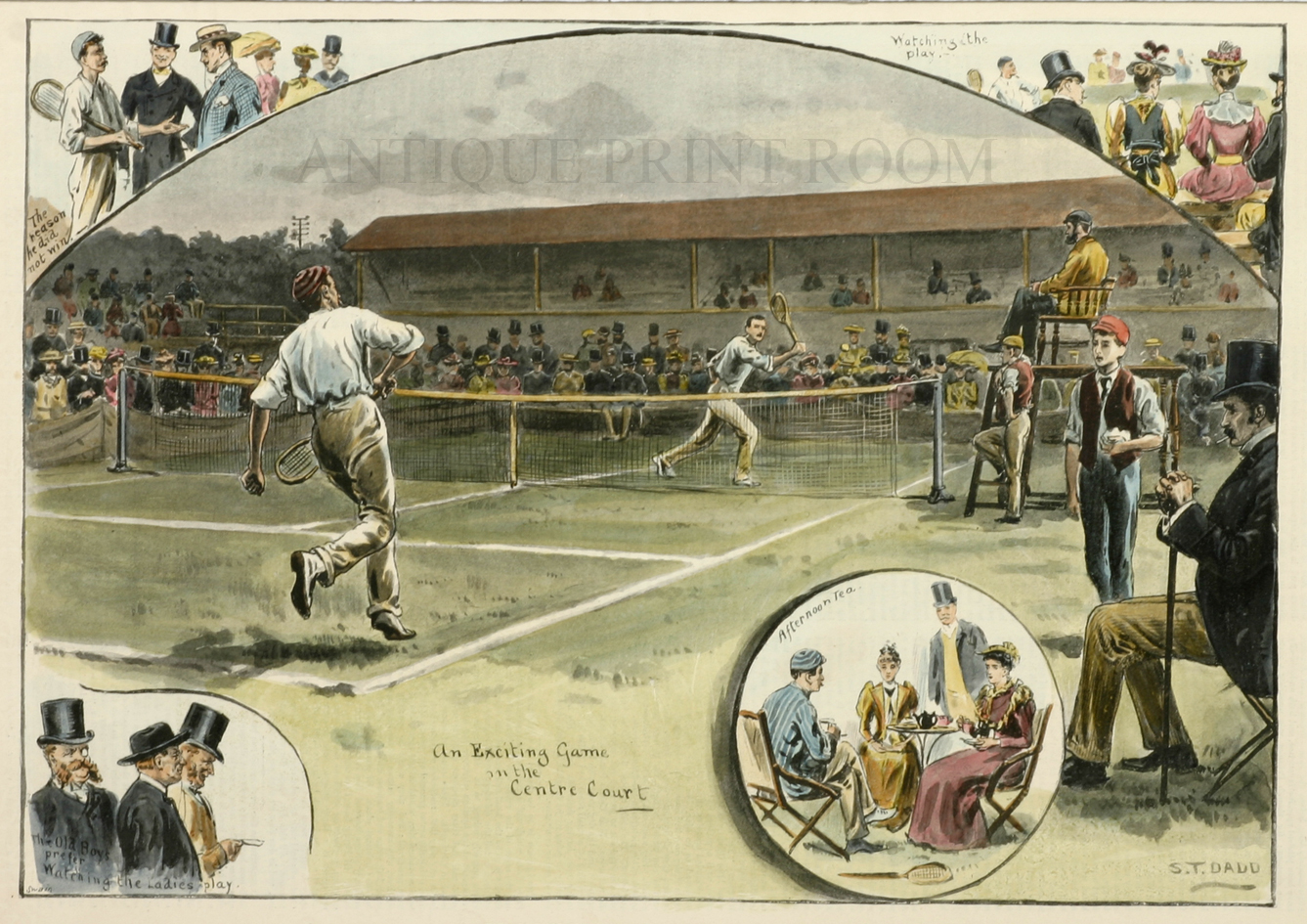 The All England Lawn Tennis Club - Championship Meeting. - Antique Print from 1893