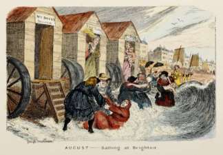AUGUST – Bathing at Brighton. Comical