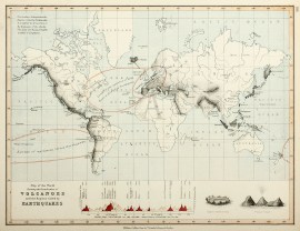 Map of the World Showing the Distribution of Volcanoes and the Regions visited by Eathquakes