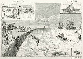 A German Squadron in Colombo Harbour, Ce… Swimming