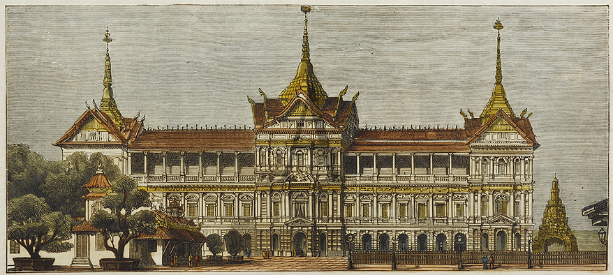 The Royal Palace at Bangkok - Antique Print from 1881