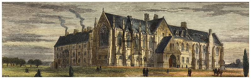 St. John's Roman Catholic College - Antique Print from 1880