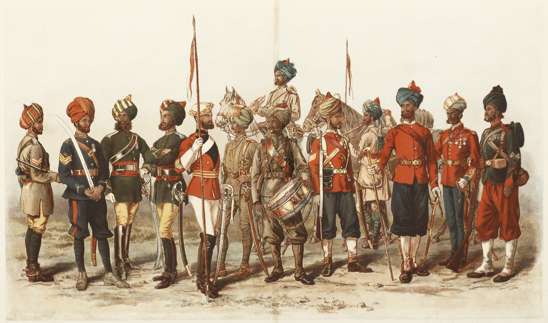 Types of the Bombay Army. - Antique Print from 188