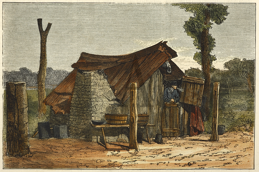 Hut in which the Claimant is said to have lived at Wagga Wagga. - Antique Print from 1872