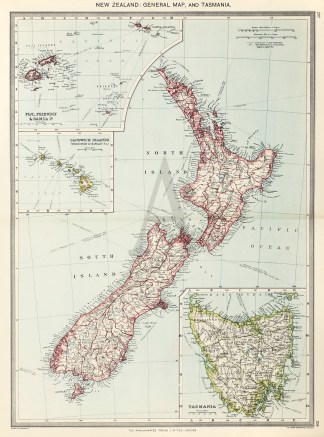 New Zealand: General Map, and Tasmania. NEW ZEALAND