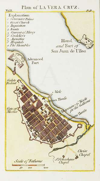 Plan of La Vera Cruz - Antique Print from 1766
