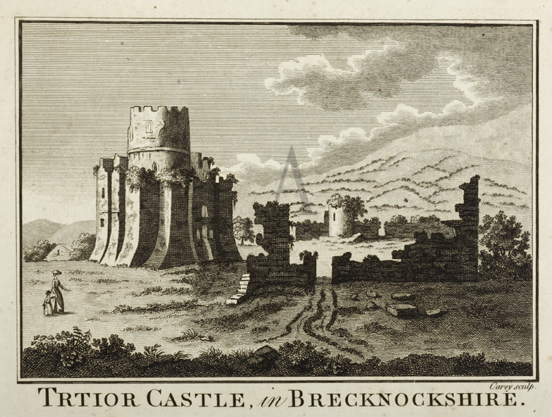 Trtior Castle in Brecknockshire. [Tretower] - Antique Print from 1786