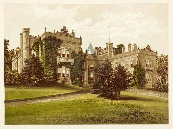 Aske Hall - Antique Print from 1860