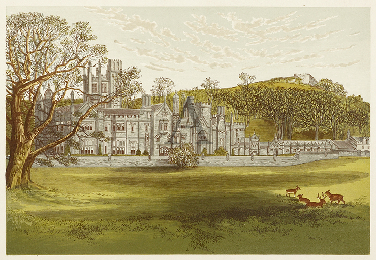 Margam Abbey - Antique Print from 1860