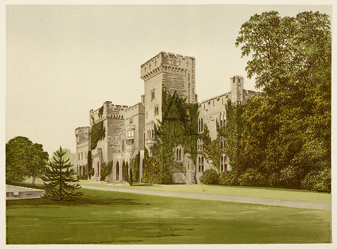 Peckforton Castle - Antique Print from 1860