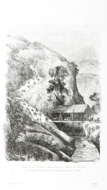 Caravane de Voyageurs franchissant un Ravine de Celabre. 1. Caravanna de Viajeros passando una Torrentora de Celebes.