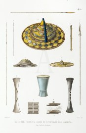 Ile Guebe. Chapeaux, Armes et Ustensiles des Habitans.