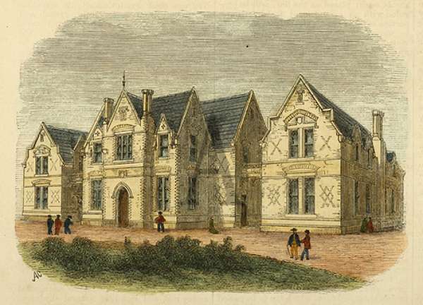 The Wangaratta Hospital - Leonard Mason, Architect. - Antique Print from 1870