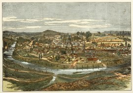 Town of Clunes.--Population 4874. Number of Buildings 1100. Gold first discovered here 1st July, 1851.