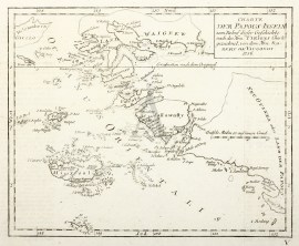 Charte der Papous-Inseln, zum Behus dieser Geschichte nach des Hrn. Tirions Charte Gezeichnet, von dem Hrn. Robert Vaugondy. 1756. New Guinea Charte der Papous-Inseln, zum Behus dieser Geschichte nach des Hrn. Tirions Charte Gezeichnet, von dem Hrn. Robert Vaugondy. 1756.