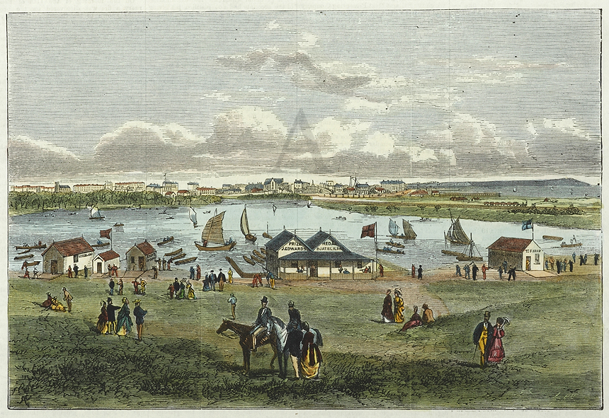 The Albert Park Lagoon, Near Melbourne - Antique Print from 1872