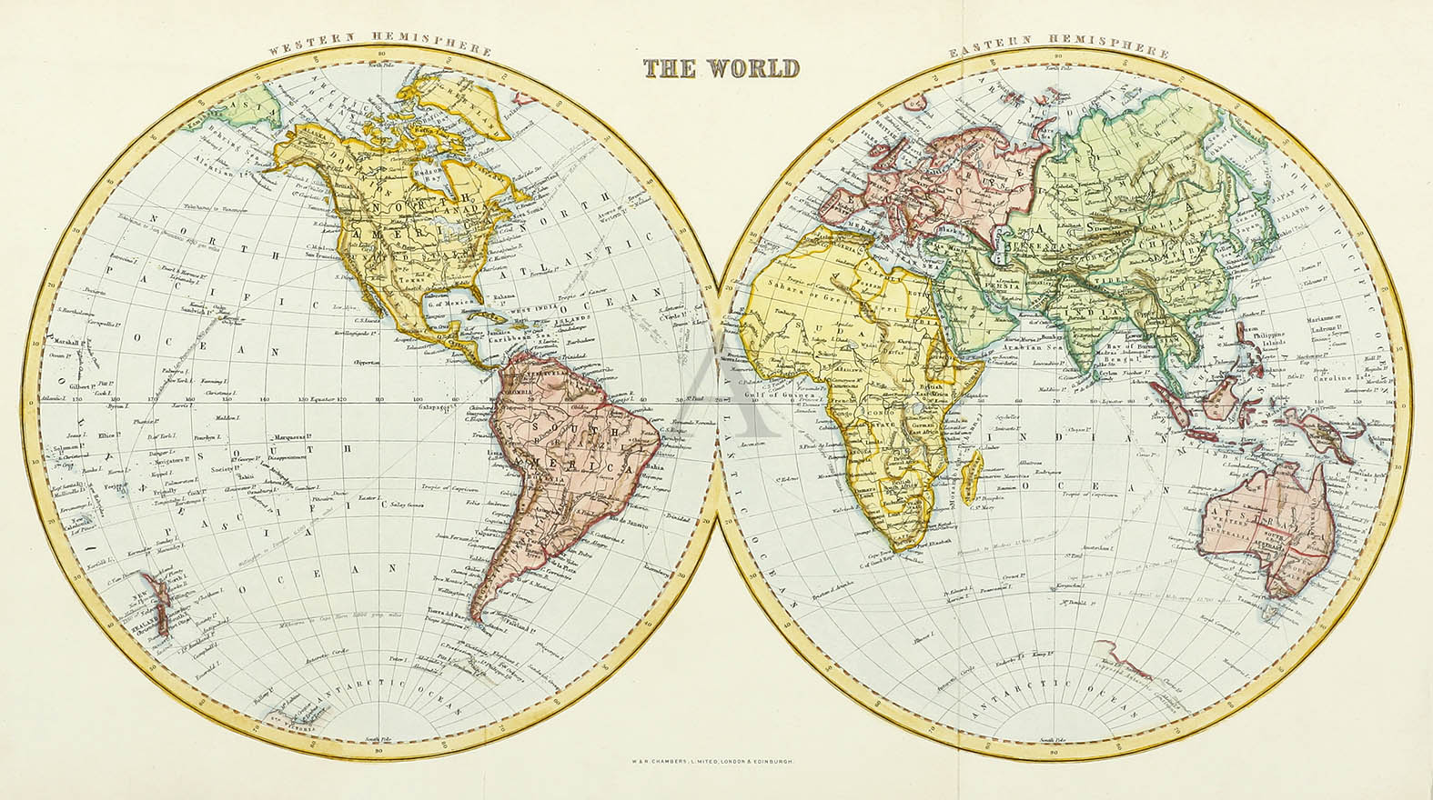 The World - Antique Print from 1880
