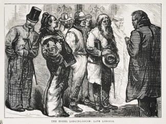 The model lodging-house: late lodgers - Antique Print from 1876