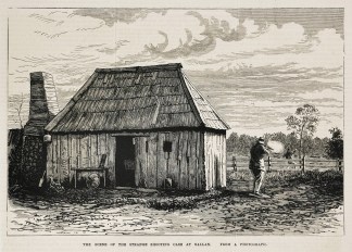 The scene of the strange shooting case at Ballan. From a photograph. - Antique Print from 1874