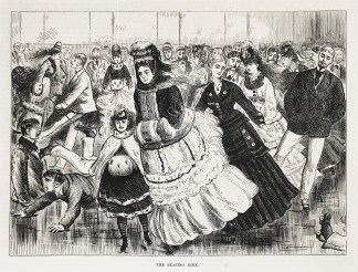 The skating rink. - Antique Print from 1874