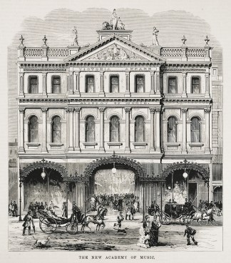 The New Academy of Music. - Antique Print from 1876