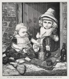 Mud pies: from the picture by Miss Livingstone, in the exhibition of the Victorian Academy of Arts. - Antique Print from 1874