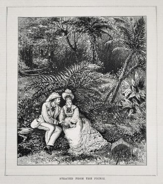 Strayed from the picnic. - Antique Print from 1875