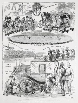 Notes at the Eton and Harrow Cricket Match. - Antique Print from 1880
