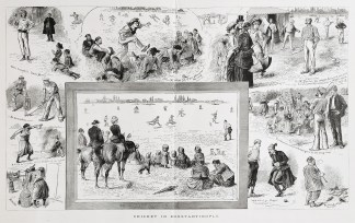 Cricket in Constantinople. - Antique Print from 1882