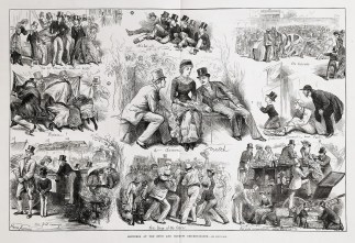 Sketches at the Eton and Harrow cricket match. - Antique Print from 1880