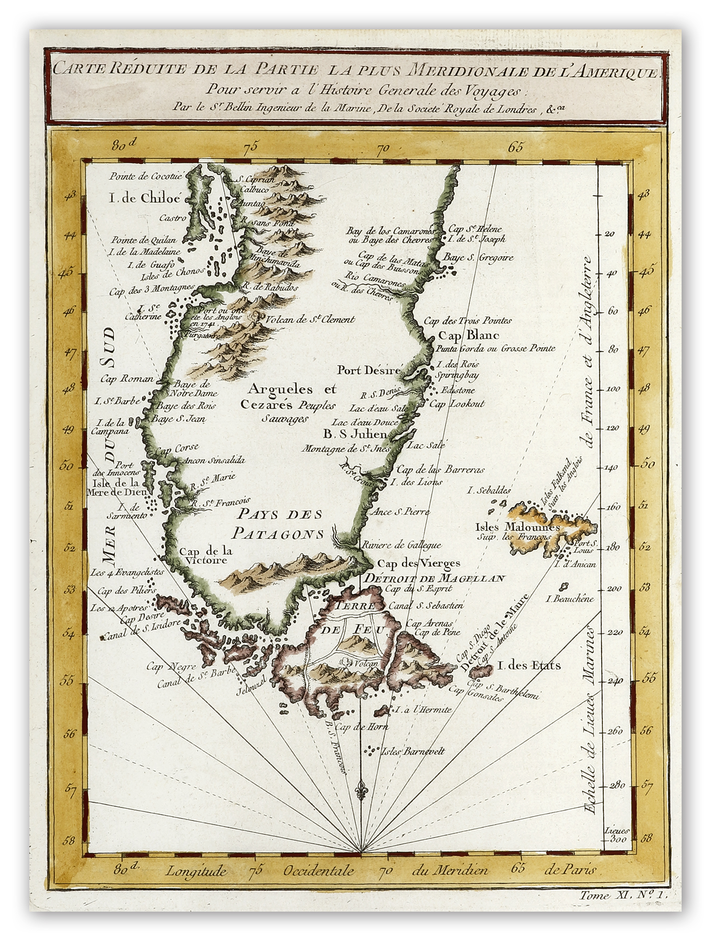 Carte Reduite de la Partie la Plus Meridionale de L'Amerique. - Antique Map from 1764