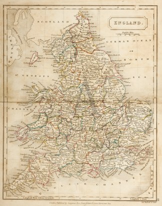 England - Antique Map from 1838