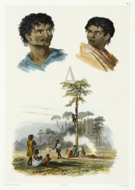 Tetes et Groupe de Sauvages du Camden-Shire (Nouvelle Galles Meridionale) - Antique Print from 1837
