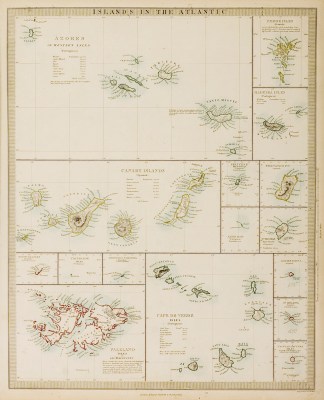Islands in the Atlantic - Antique Map from 1859