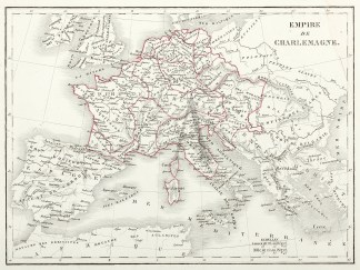 Empire de Charlemagne - Antique Map from 1838